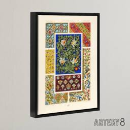 "Artery8 Floral Middle Ages Patterns Racinet Black Framed Canvas Wall Art - Size: W12"" x H16""" - thumbnail 2