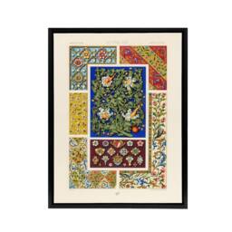 "Artery8 Floral Middle Ages Patterns Racinet Black Framed Canvas Wall Art - Size: W12"" x H16""" - thumbnail 1