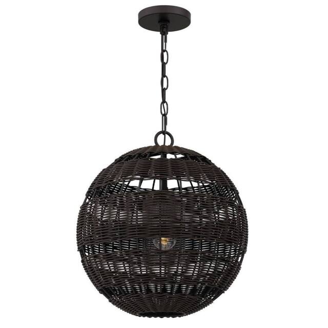 Netlighting Quoizel Lindendale Spherical Pendant Western Bronze IP44 1x E27 in Brown - image 1