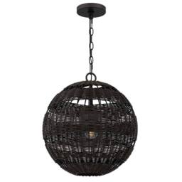 Netlighting Quoizel Lindendale Spherical Pendant Western Bronze IP44 1x E27 in Brown - thumbnail 1