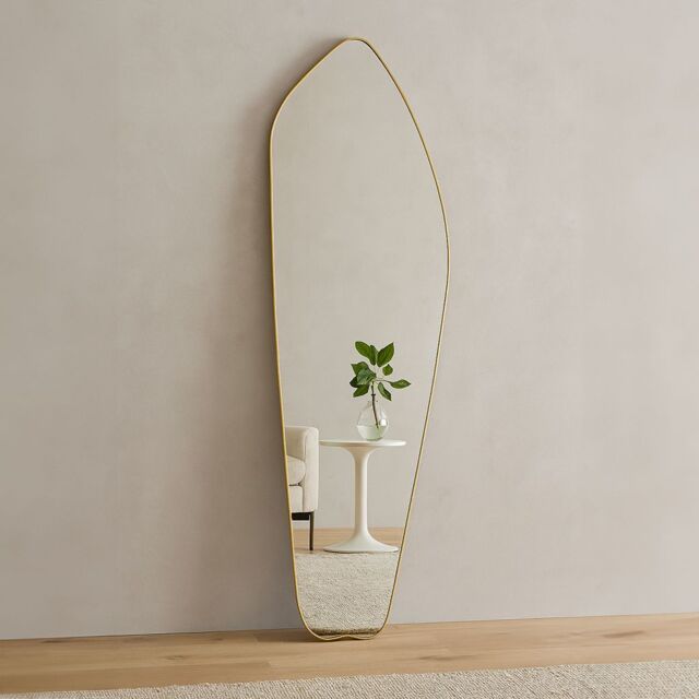 Agenzia 14 Modern Gold Metal Irregular Full Length Mirror 177cm x 61cm - Size: XL - image 1