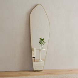 Agenzia 14 Modern Gold Metal Irregular Full Length Mirror 177cm x 61cm - Size: XL - thumbnail 1