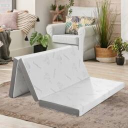 Costway King Size 10 cm Folding Gel-Infused Tri-fold Mattress Topper Carry Bag RV Camp in White - thumbnail 3