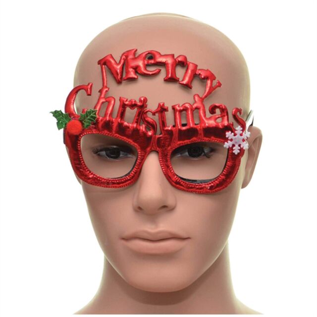 Shatchi Novelty Glitter Red Merry Christmas Christmas Glasses Christmas Party Props Photo Booth Accessories Stocking Fillers - image 1
