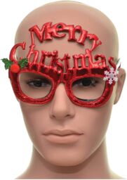 Shatchi Novelty Glitter Red Merry Christmas Christmas Glasses Christmas Party Props Photo Booth Accessories Stocking Fillers - thumbnail 2