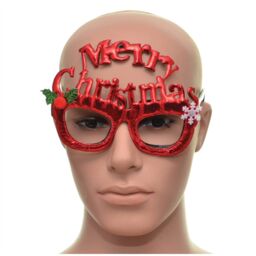 Shatchi Novelty Glitter Red Merry Christmas Christmas Glasses Christmas Party Props Photo Booth Accessories Stocking Fillers - thumbnail 1