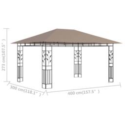 Berkfield Home Gazebo with Mosquito Net 4x3x2.73 m Taupe 180 g/m ² - thumbnail 6