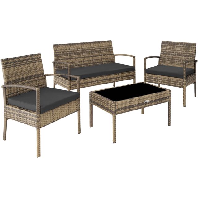 tectake Garden Furniture Set Sparta in Natural - Size: 4 Person
