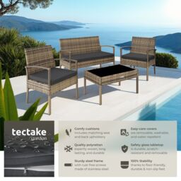 tectake Garden Furniture Set Sparta in Natural - Size: 4 Person - thumbnail 2