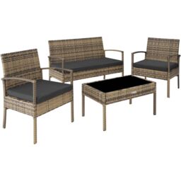 tectake Garden Furniture Set Sparta in Natural - Size: 4 Person - thumbnail 1