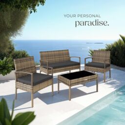 tectake Garden Furniture Set Sparta in Natural - Size: 4 Person - thumbnail 8