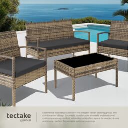 tectake Garden Furniture Set Sparta in Natural - Size: 4 Person - thumbnail 4