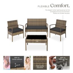 tectake Garden Furniture Set Sparta in Natural - Size: 4 Person - thumbnail 3