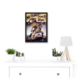 Artery8 War World WW2 USA Mr Peanut Goes To War Helmet Gun A4 Artwork Framed Wall Art Print in Black - thumbnail 2