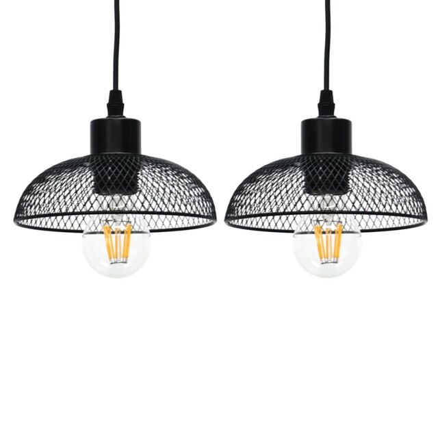 First Choice Lighting Set of 2 Cassidy - Small Black Mesh Easy Fit Metal Pendant Shades - image 1