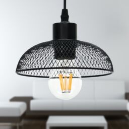 First Choice Lighting Set of 2 Cassidy - Small Black Mesh Easy Fit Metal Pendant Shades - thumbnail 4