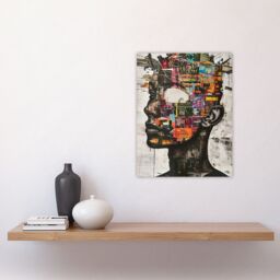 "Artery8 Modern Art Punk Portrait Collage Bold Statement Wall Art Print in Grey - Size: W24"" x H32""" - thumbnail 4