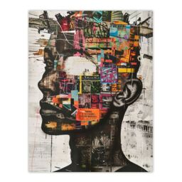 "Artery8 Modern Art Punk Portrait Collage Bold Statement Wall Art Print in Grey - Size: W24"" x H32""" - thumbnail 1