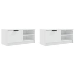 Berkfield Home TV Cabinets 2 pcs High Gloss White 80x35x36.5cm Engineered Wood - Size: 80x35x36.5 cm - thumbnail 4