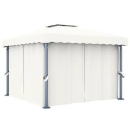 Berkfield Home Gazebo with Curtain 3x3 m Cream White Aluminium - thumbnail 2