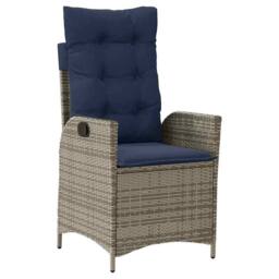 Berkfield Home Garden Dining Set with Cushion 5 pcs Grey & Black Rattan - thumbnail 6