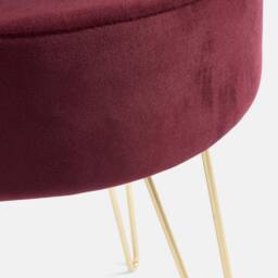 OHS Matte Velvet Dressing Table Stool Hairpin Vanity Seat Makeup Chair in Dark Red - thumbnail 4