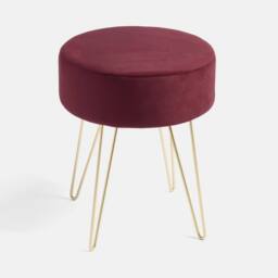 OHS Matte Velvet Dressing Table Stool Hairpin Vanity Seat Makeup Chair in Dark Red - thumbnail 3