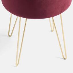 OHS Matte Velvet Dressing Table Stool Hairpin Vanity Seat Makeup Chair in Dark Red - thumbnail 5