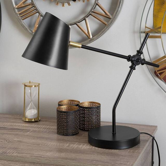 Wyld and Coco Black Metal Crane-Arm Desk Lamp - image 1