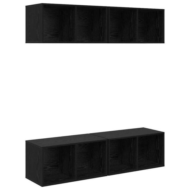 Berkfield Home Wall TV Cabinet 4 pcs Black oak 37 x 37 x 72 cm Engineered wood - image 1