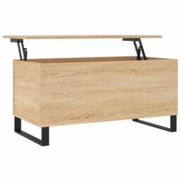 Berkfield Home Coffee Table Sonoma Oak 90x44.5x45 cm Engineered Wood in Light Brown - thumbnail 1