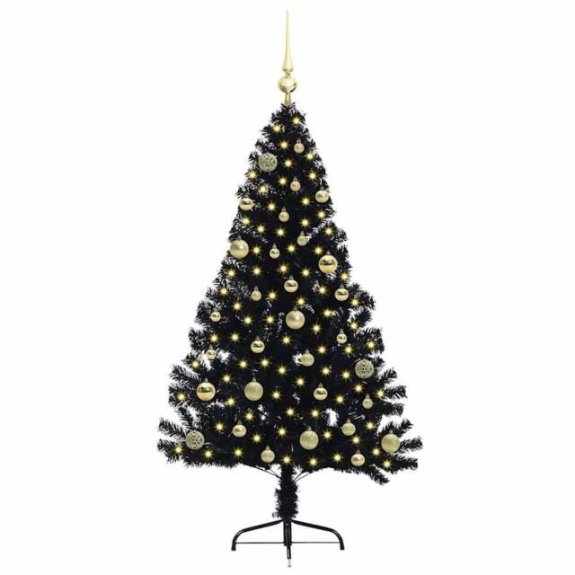 Berkfield Home Beautiful Artificial Pre-lit Christmas Tree Black 150 cm PVC - image 1