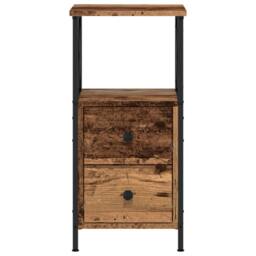 Berkfield Home Modern Bedside Cabinets 2 pcs Old Wood 34x35.5x70 cm Engineered Wood in Brown - thumbnail 4