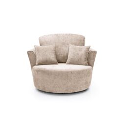 Abakus Direct Harriet Crushed Chenille Swivel Chair in Cream