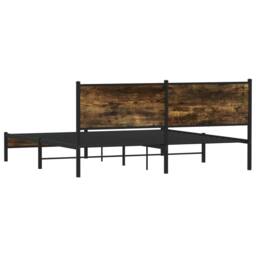 Berkfield Home Metal Bed Frame without Mattress Smoked Oak 180x200 cm Super King in Brown - thumbnail 7