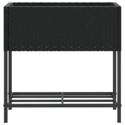 Berkfield Home Garden Planters with Shelf 2 pcs Black 70x28x70 cm Poly Rattan - Size: 70 x 28 x 70 cm - thumbnail 6