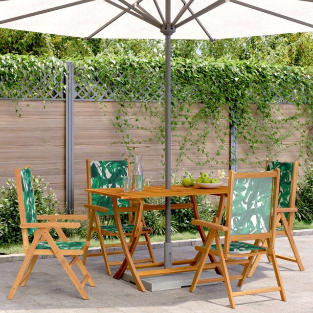 Berkfield Home Reclining Garden Chairs 4 pcs Green Fabric & Solid Wood - image 1