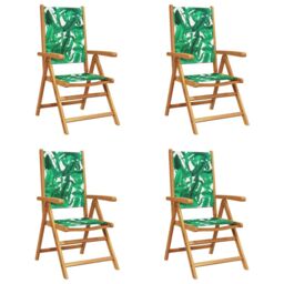 Berkfield Home Reclining Garden Chairs 4 pcs Green Fabric & Solid Wood - thumbnail 2