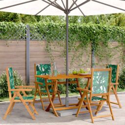Berkfield Home Reclining Garden Chairs 4 pcs Green Fabric & Solid Wood