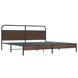 Berkfield Home Metal Bed Frame without Mattress Brown Oak 180x200 cm Super King - thumbnail 3