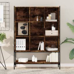 Berkfield Home Decorative Bookcase Smoked Oak 102x30x141.5 cm Engineered Wood in Brown - thumbnail 1