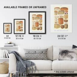 "Artery8 Different Types of Cheese Mrs Beeton Framed Wall Art Print in Beige - Size: W12"" x H16""" - thumbnail 3