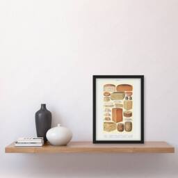 "Artery8 Different Types of Cheese Mrs Beeton Framed Wall Art Print in Beige - Size: W12"" x H16""" - thumbnail 4