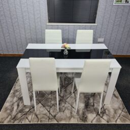 KOSY KOALA Dining Table Set White & Black Table With 4 White Chairs Dining Room Furniture in Brown - thumbnail 1