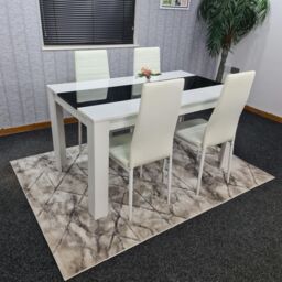 KOSY KOALA Dining Table Set White & Black Table With 4 White Chairs Dining Room Furniture in Brown - thumbnail 2