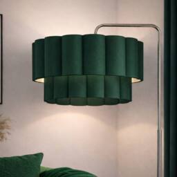 CGC Lighting Kyra Cream Angled Floor Lamp with Two Layer Scalloped Lampshade in Dark Green - thumbnail 3