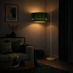 CGC Lighting Kyra Cream Angled Floor Lamp with Two Layer Scalloped Lampshade in Dark Green - thumbnail 2