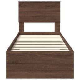 Berkfield Home Bed Frame Brown Oak & Silver 75 x 190 cm Engineered Wood - thumbnail 7