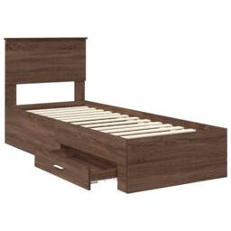 Berkfield Home Bed Frame Brown Oak & Silver 75 x 190 cm Engineered Wood - thumbnail 5
