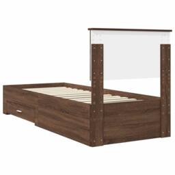 Berkfield Home Bed Frame Brown Oak & Silver 75 x 190 cm Engineered Wood - thumbnail 9